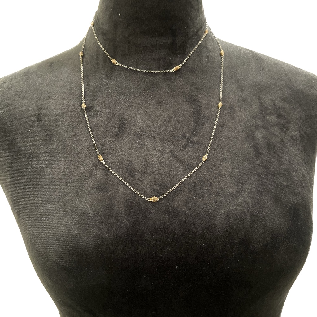 Frieda Rothman Mixed Metal Cz Station Necklace | Size 40